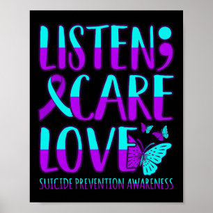 Hören Sie Pflege Liebe glücklich Suizidprävention Poster