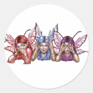 Hören Sie, sprechen Sie, sehen Sie kein Übel Runder Aufkleber