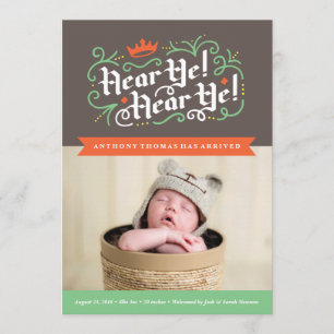 Hören Sie YE! Hören Sie YE! Geburts-Mitteilung in Ankündigung