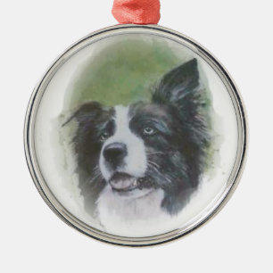 Hörende Border-Collie-Verzierung Ornament Aus Metall