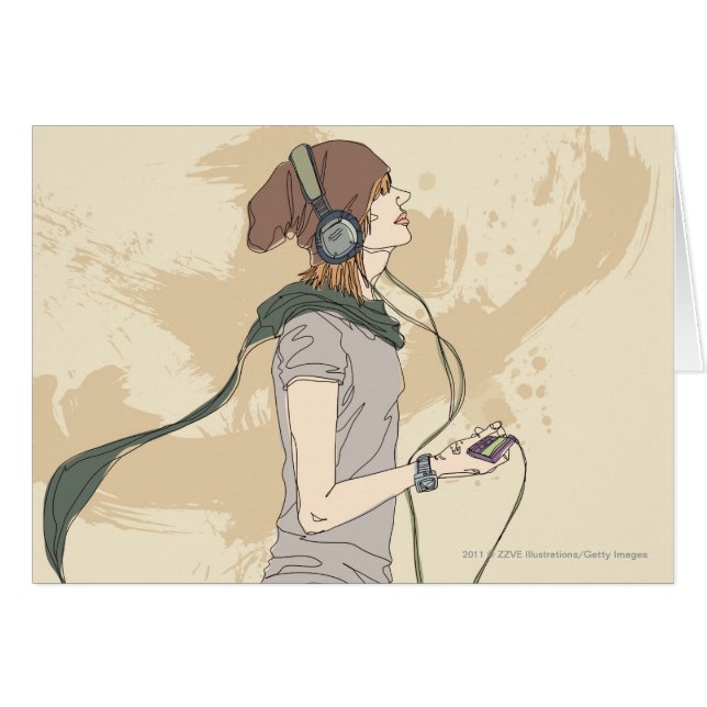 Hörende Musik der jungen Frau (Vorderseite (Horizontal))