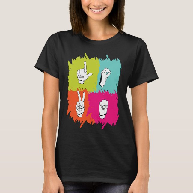Hörhilfe Tod Pride ASL Handzeichen Sprache Gest T-Shirt (Vorderseite)