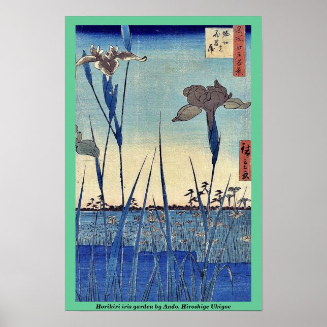 Horikiri iris garden by Ando, Hiroshige Ukiyoe Poster (Vorne)