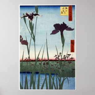 Horikiri-Irisgarten 1857 japanischer Holzschnitt Poster