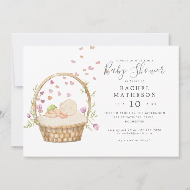 Horisonale Osterwasserfarbe Babydusche Einladung (Vorderseite)