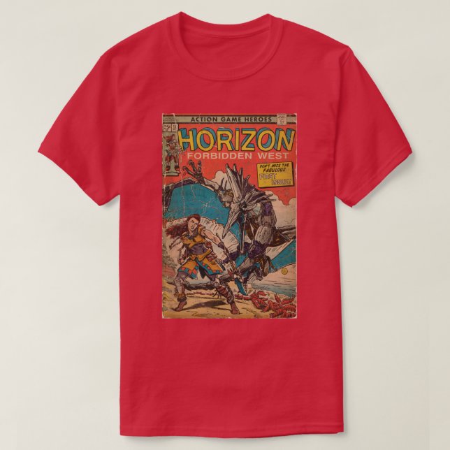 Horizon Forbidden West Comic deckt Fächerkunst ab T-Shirt (Design vorne)