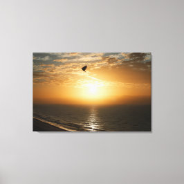 Horizon Ocean Front Sunrise View Bird Silhouette Leinwanddruck
