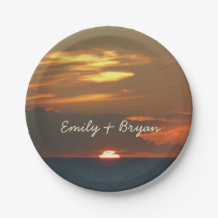 Horizon Sunset farbenfrohe Seascape-Fotografie Pappteller