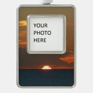 Horizon Sunset farbenfrohe Seascape-Fotografie Rahmen-Ornament Silber