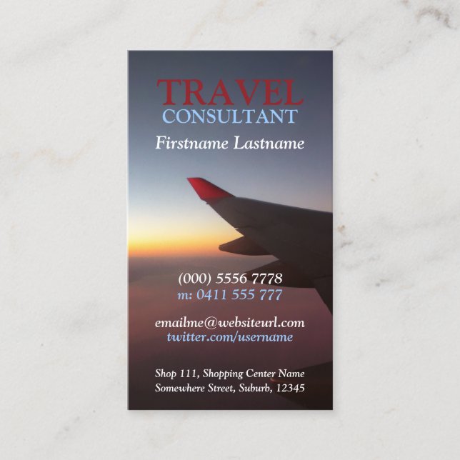 Horizon Travel Flight Business Card Visitenkarte (Vorderseite)