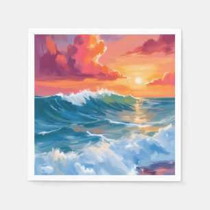 Horizont des Lichts Ozeanwellen Sonnenuntergang Serviette
