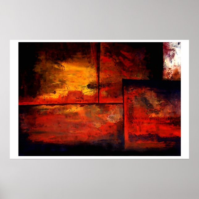 Horizontal Abstrakte Quadrate Art Print Poster (Vorne)