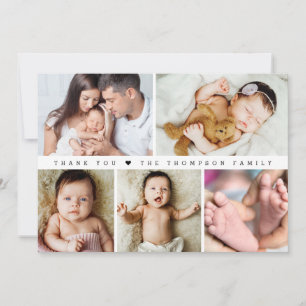 Horizontal Baby Girl Foto Collage Dusche Dankeskarte