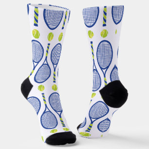 🎾 Horizontal blaue, grüne, weiße Tennis-🎾 Socken