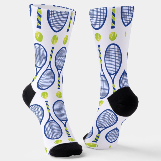 🎾 Horizontal blaue, grüne, weiße Tennis-🎾 Socken (Gewinkelt)