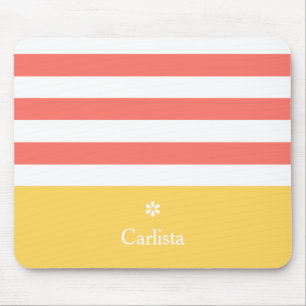 Horizontal breite Streifen Gelb Name Daisy Mousepad