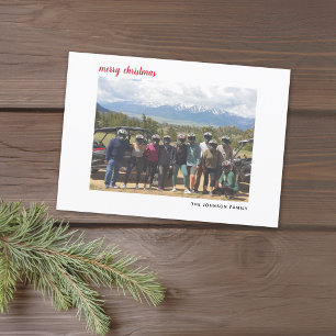 Horizontal Foto Frohe Weihnachtsschrift Rot karier Feiertagskarte