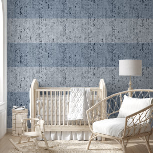 Horizontal gestreifte Crackle Textur Blau und Grau Tapete