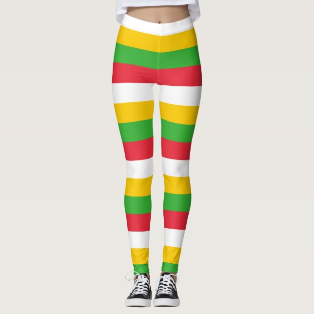 Horizontal gestreifte Farben für die Nationalflagg Leggings (Vorderseite)