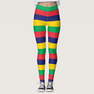 Horizontal gestreifte Mauritius-Farben für nationa Leggings