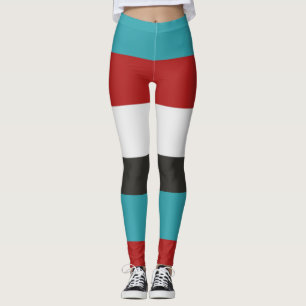 Horizontal gestreiftes Muster Dunkeltürkis Leggings