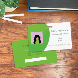 Horizontal grüner Apple Lehrer Weißes ID-Abzeichen Ausweis