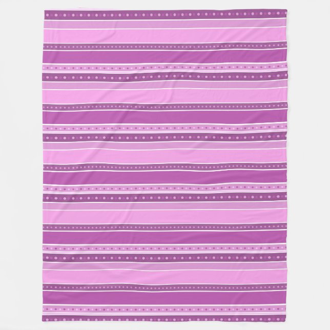 Horizontal lila rosa Streifen mit Polka-Dot-Dekora Fleecedecke (Vorderseite)