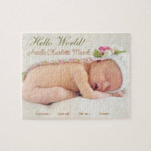 Horizontal Niedlich Baby and Daddy Birth Ankündigu Puzzle