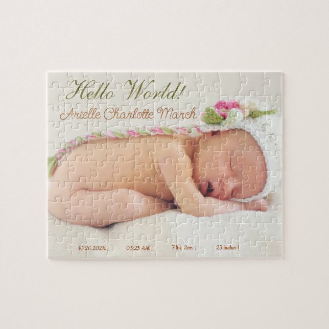 Horizontal Niedlich Baby and Daddy Birth Ankündigu Puzzle (Horizontal)