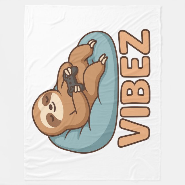 Horizontal Sloth VIBEZ Fleece Blanket – Chill Nap  (Vorderseite)
