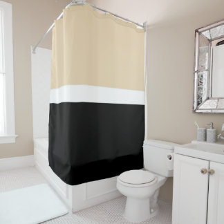 Horizontal Taupe Black Retro Moderne Strickfeder Duschvorhang