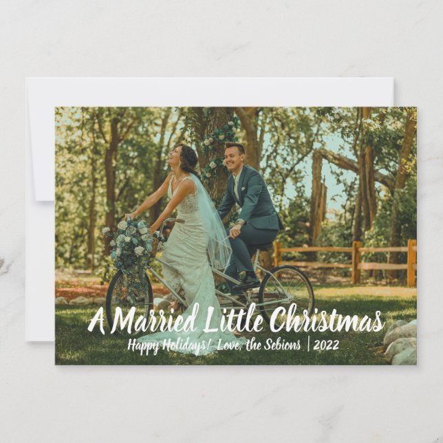 Horizontal Verheiratete Weihnachtskarte Einladung (Vorderseite)