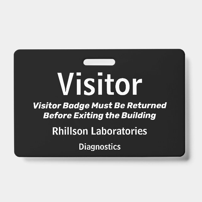 Horizontal Visitor Pass Schwarz-Weiß-Design Ausweis (Vorderseite)