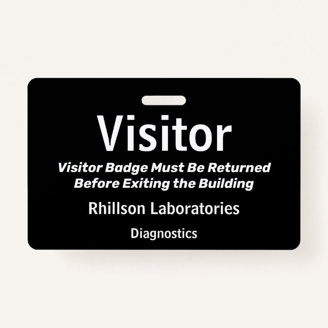 Horizontal Visitor Pass Schwarz-Weiß-Design Ausweis (Vorderseite)