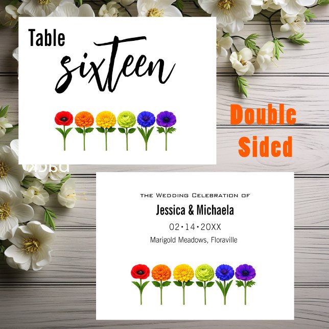 Horizontal wedding 🌈 Flourish Together  Tischnummer (2 sided, Horizontal wedding 🌈 Flourish Together Table Number)