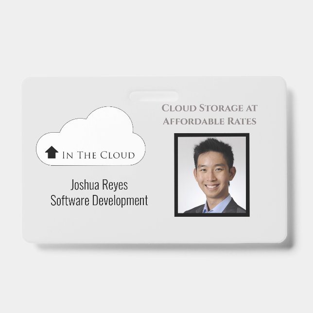 Horizontal wiederverwendbares Schwarz-Grau-Foto Ausweis (Vorderseite)