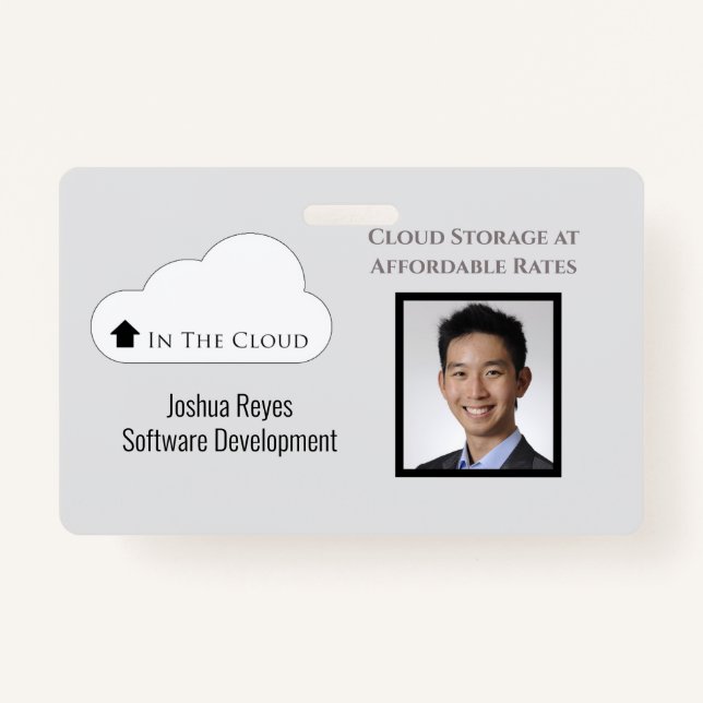 Horizontal wiederverwendbares Schwarz-Grau-Foto Ausweis (Vorderseite)