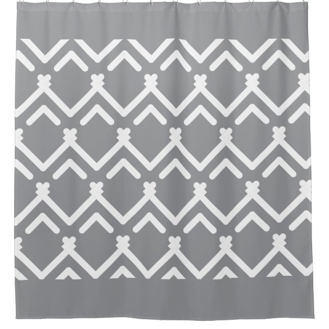 Horizontal Zigzag Geometrisches Muster Duschvorhang (Vorderseite)