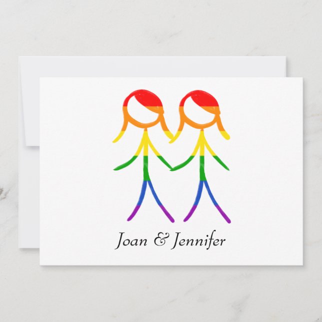Horizontal zwei Lieben mit Regenbogen Save The Date (Vorderseite)