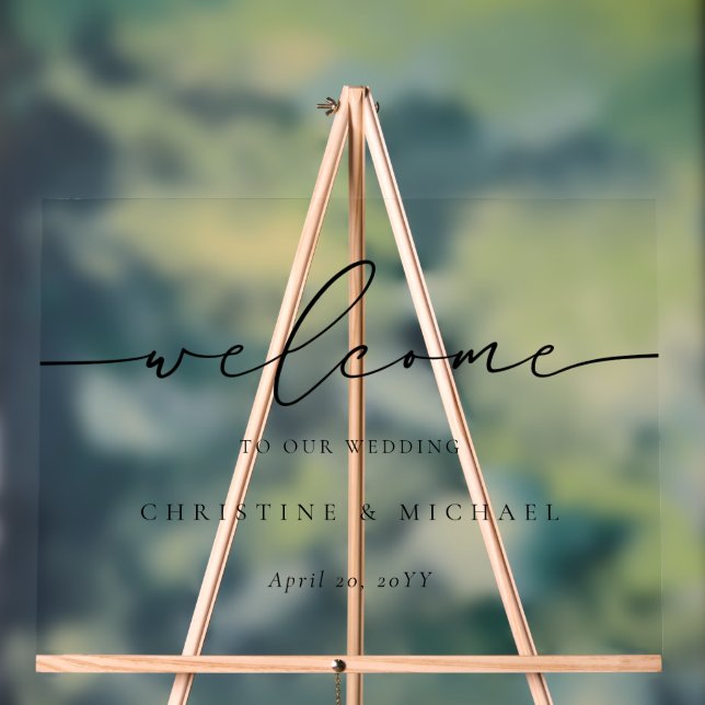 Horizontale Elegante Script Begrüßung Acrylschild (Neutral)