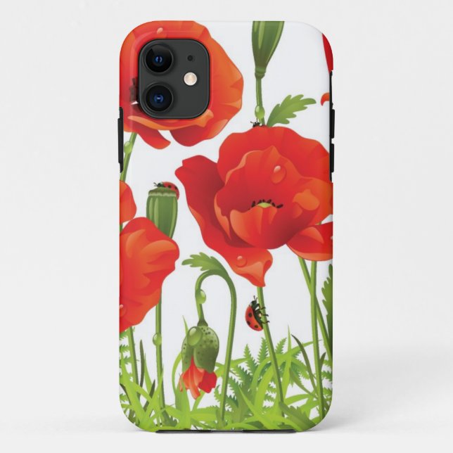Horizontale Grenze mit roter Mohnblume Case-Mate iPhone Hülle (Rückseite)