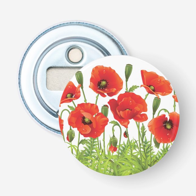 Horizontale Grenze mit roter Mohnblume Flaschenöffner (Vorderseite)