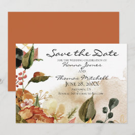 Horizontale Hochzeit der Wasserfarben im Herbst Save The Date