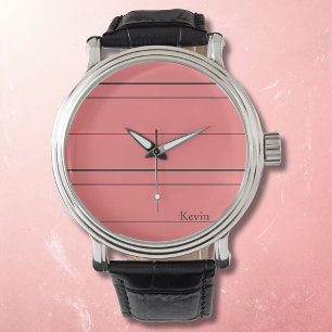 Horizontale Linien, schwarze Streifen auf Rot Armbanduhr