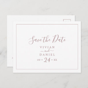 Horizontale Minimalistische Rose Save the Date Pos Einladungspostkarte