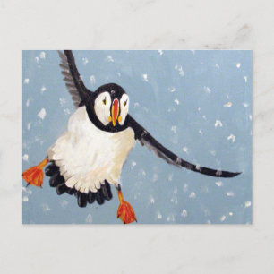 Horizontale Postkarte "A Playful Puffin"