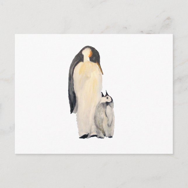 Horizontale Postkarte "Vater und Sohn Pinguin" (Vorderseite)
