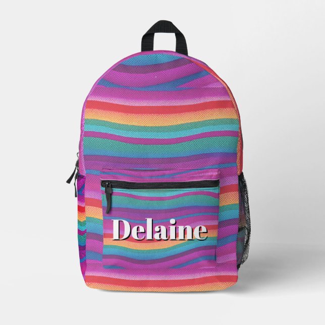 Horizontale Regenbogenstreifen Bedruckter Rucksack (Vorderseite)