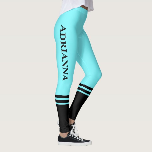 Horizontale schwarze Streifen | Name | Electric Bl Leggings (Rechts)
