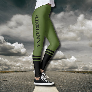 Horizontale schwarze Streifen   Name   Olive Green Leggings
